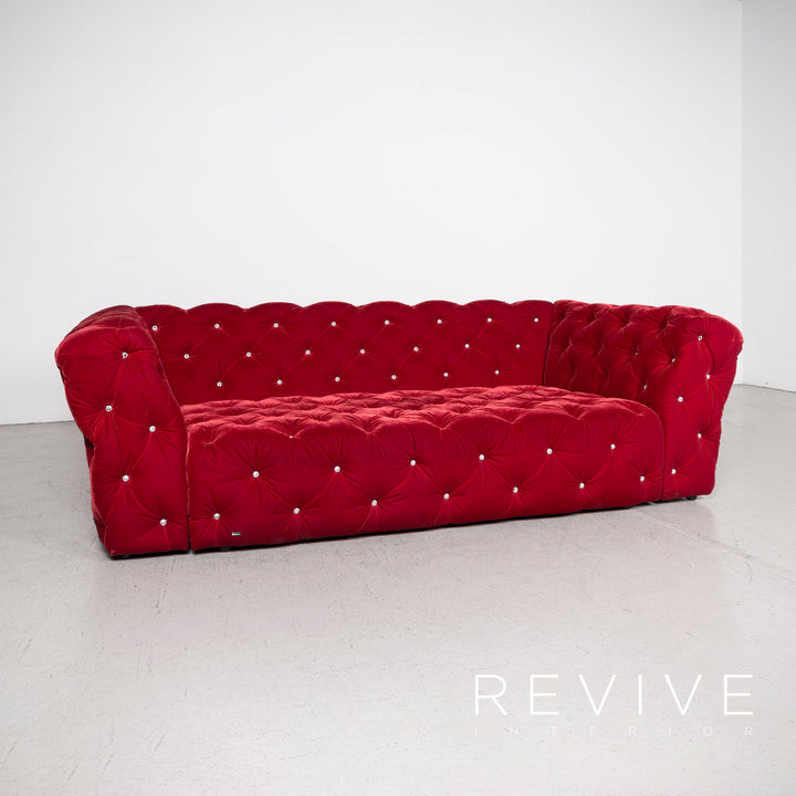 Bretz Marilyn Designer Velvet Sofa Red Four Seater #8022