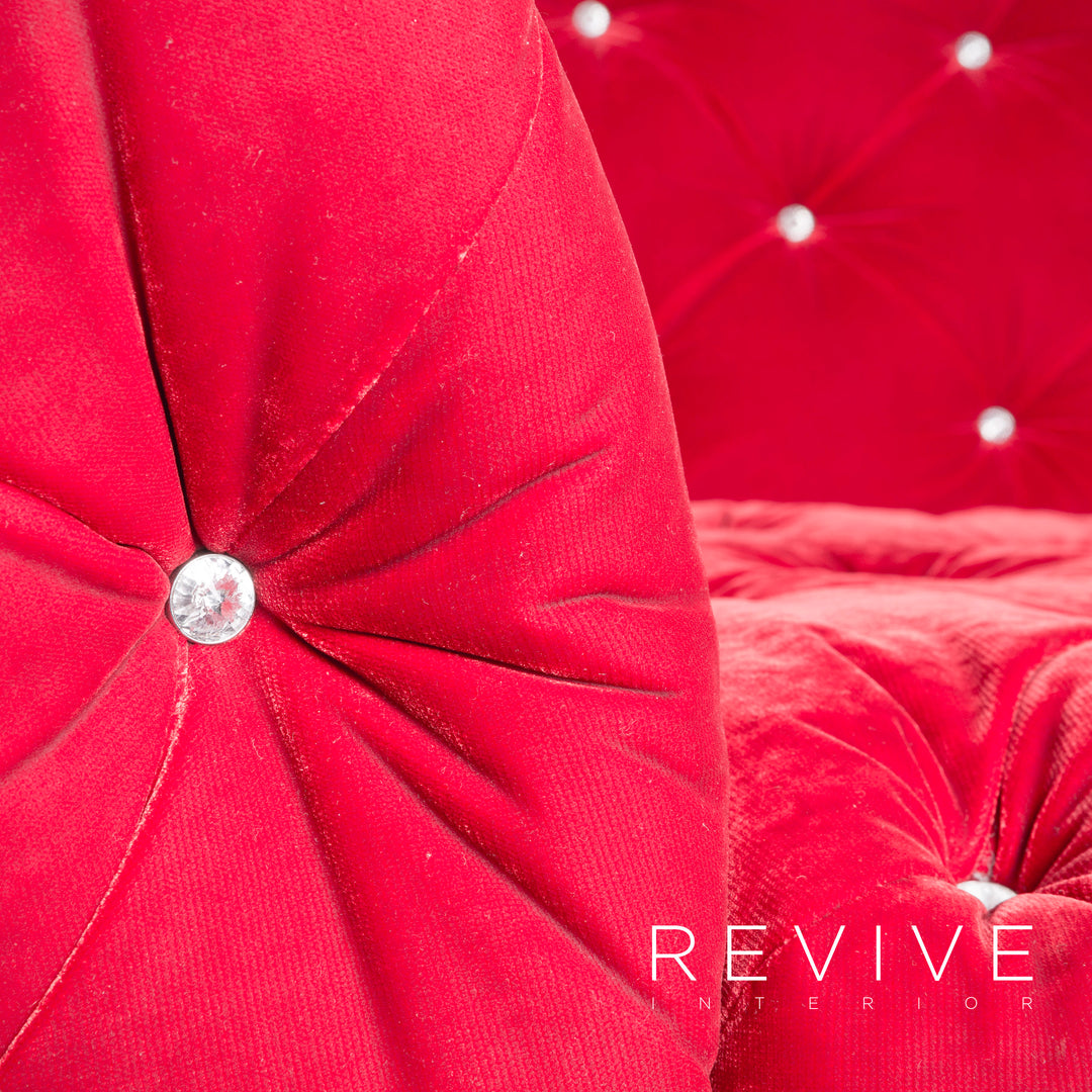 Bretz Marilyn Designer Velvet Sofa Red Four Seater #8022