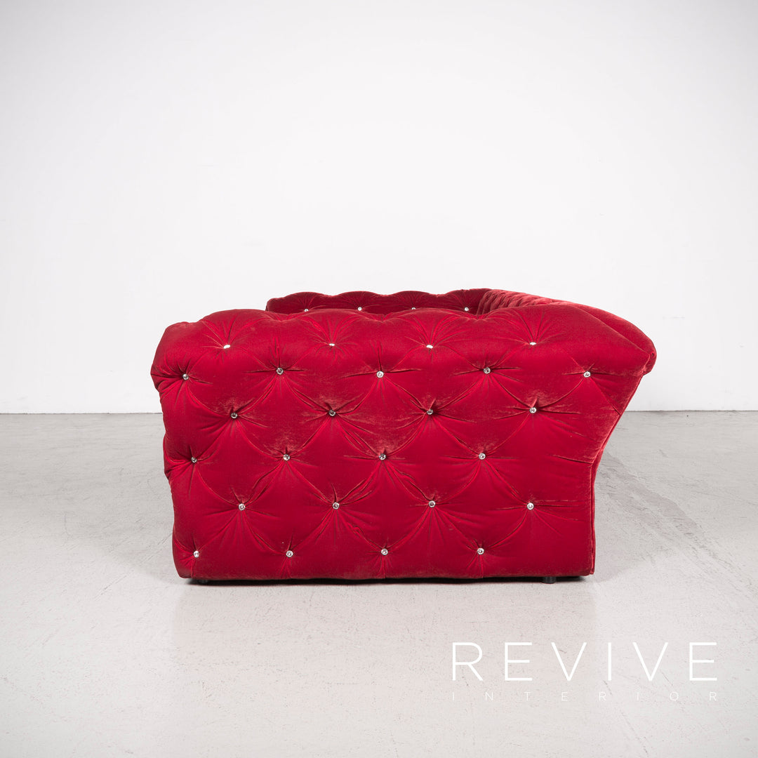 Bretz Marilyn Designer Velvet Sofa Red Four Seater #8022