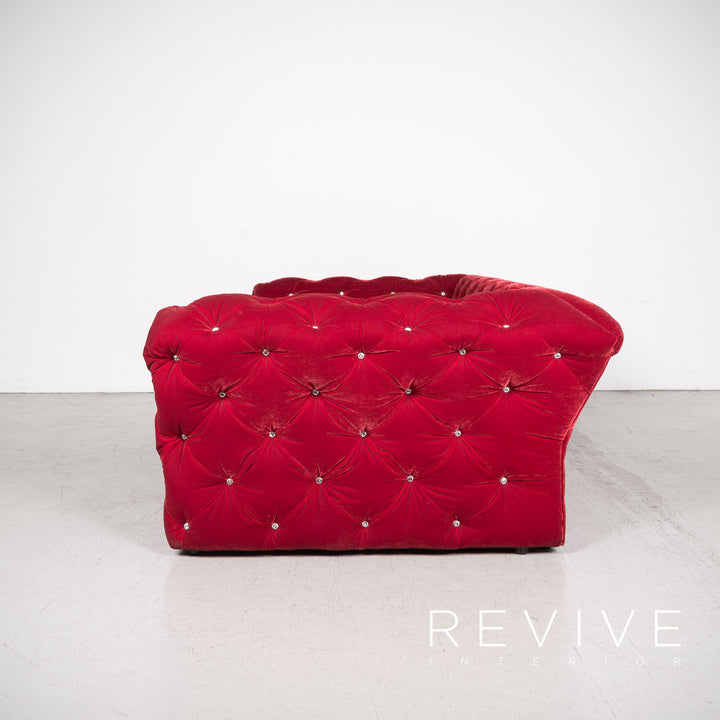 Bretz Marilyn Designer Velvet Sofa Red Four Seater #8022
