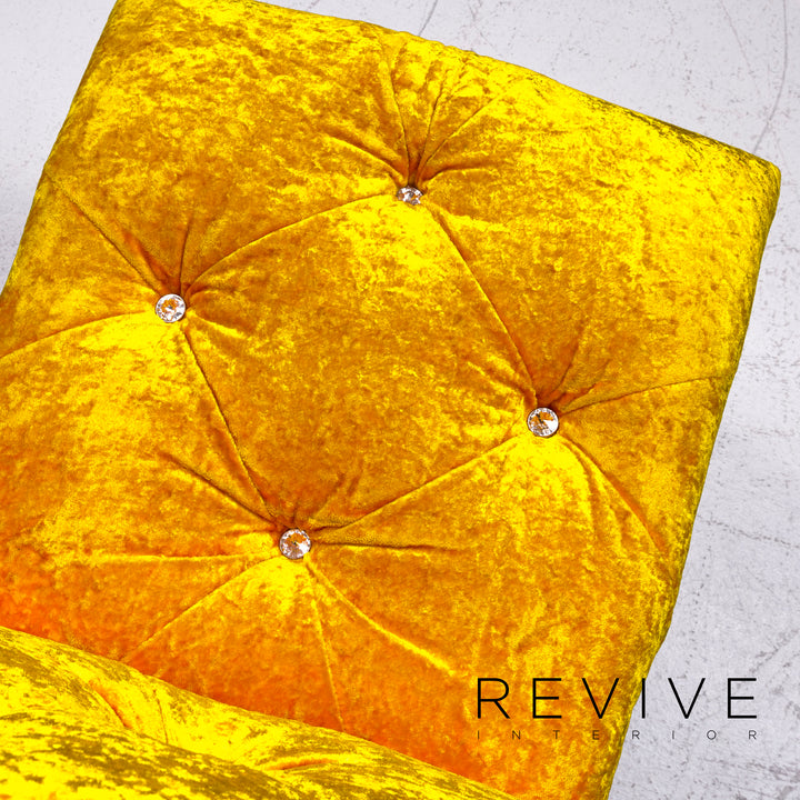 Bretz Marilyn Designer Velvet Fabric 6x Chair Set Yellow Armchair #9311