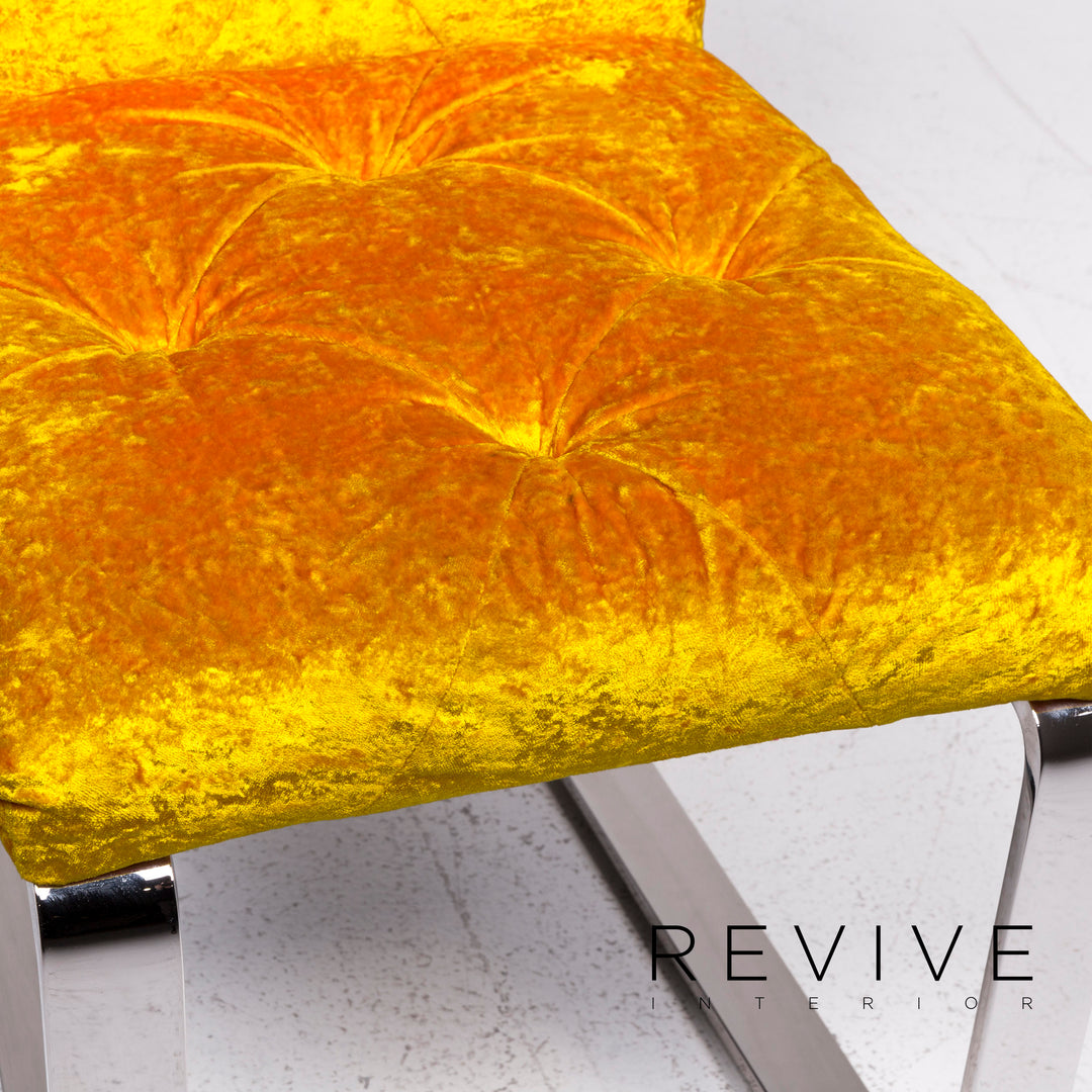 Bretz Marilyn Designer Velvet Fabric 6x Chair Set Yellow Armchair #9311