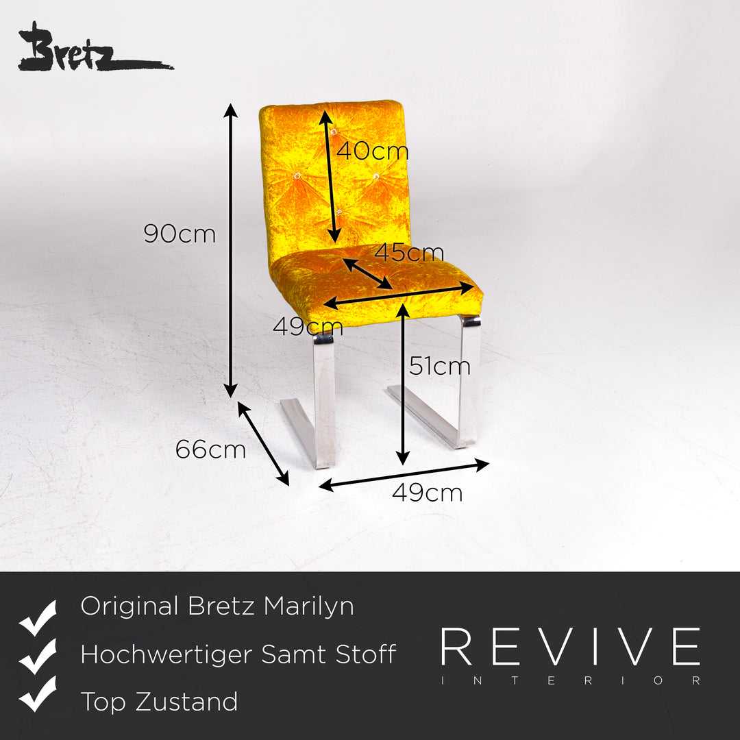 Bretz Marilyn Velvet Fabric Chair Yellow Armchair #9264