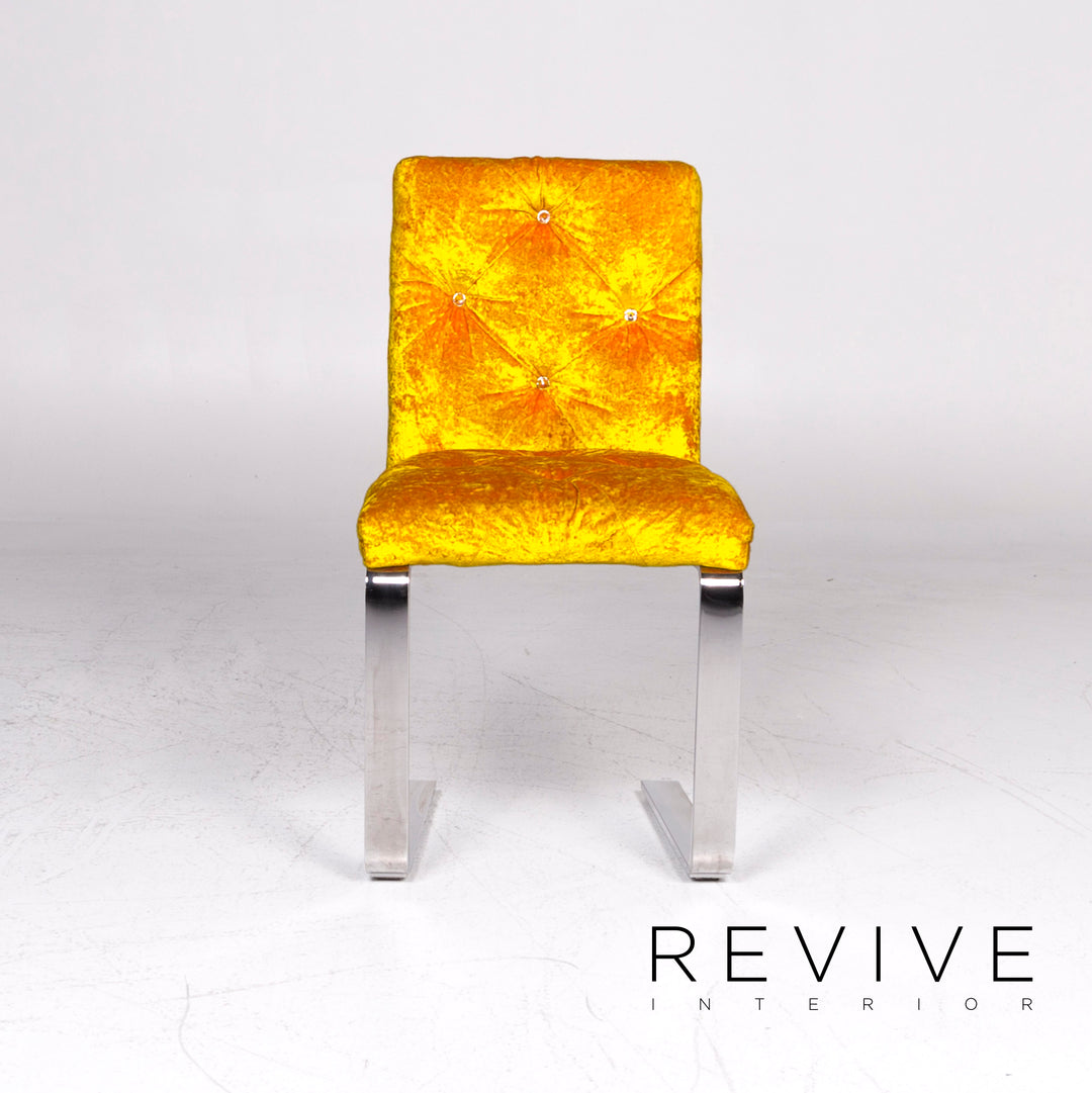 Bretz Marilyn Velvet Fabric Chair Yellow Armchair #9264