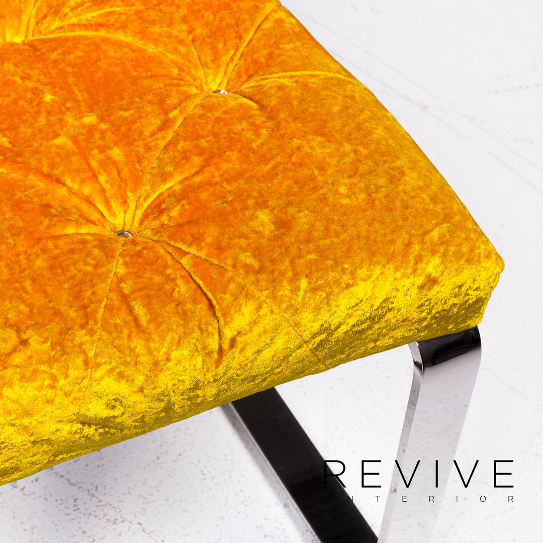 Bretz Marilyn Velvet Fabric Chair Yellow Armchair #9264