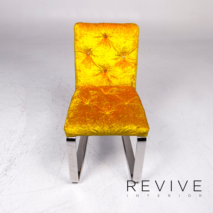 Bretz Marilyn Velvet Fabric Chair Yellow Armchair #9264