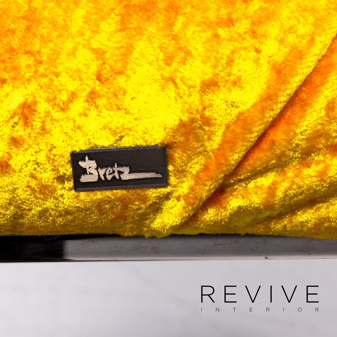 Bretz Marilyn Velvet Fabric Chair Yellow Armchair #9264