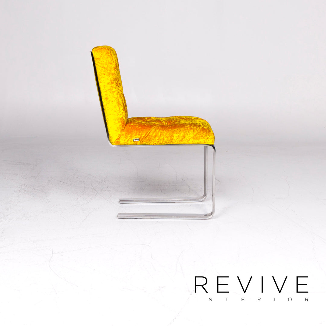 Bretz Marilyn Velvet Fabric Chair Yellow Armchair #9264