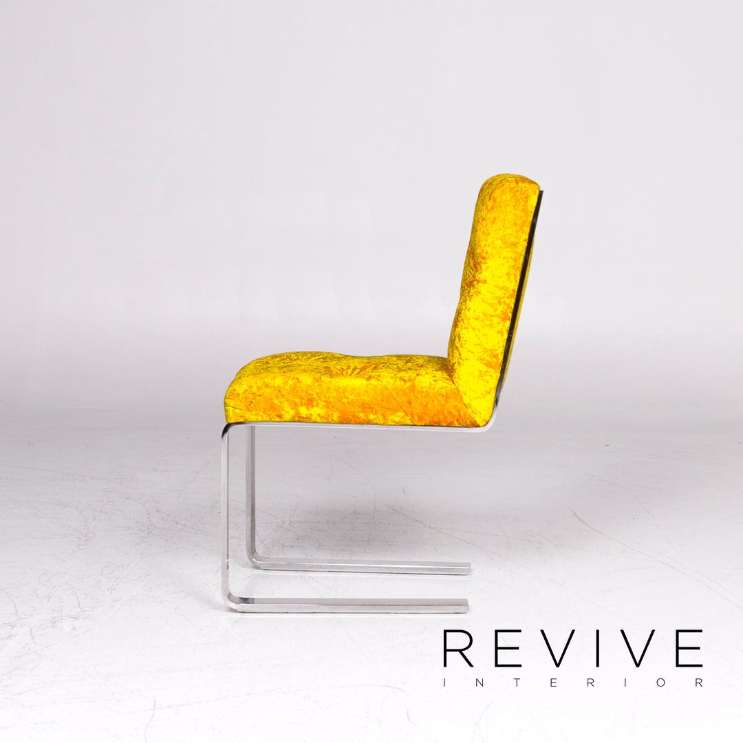 Bretz Marilyn Velvet Fabric Chair Yellow Armchair #9264