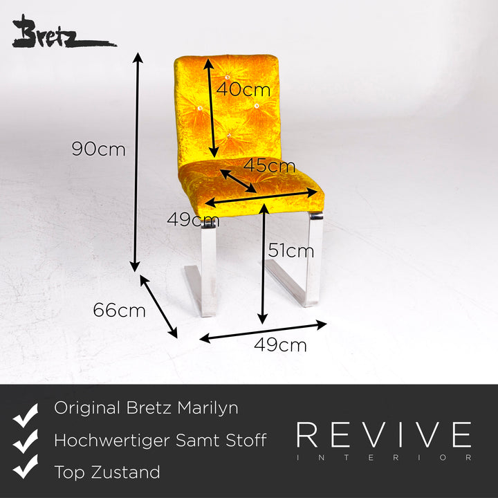 Bretz Marilyn Velvet Fabric Chair Yellow Armchair #9265