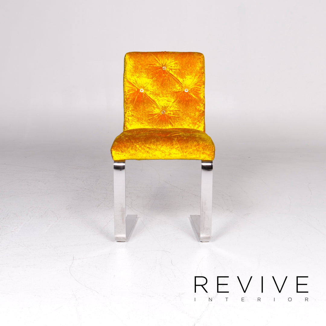 Bretz Marilyn Velvet Fabric Chair Yellow Armchair #9265