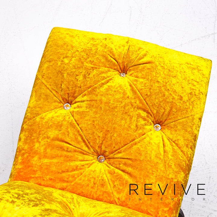 Bretz Marilyn Designer Velvet Fabric 6x Chair Set Yellow Armchair #9311