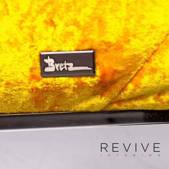 Bretz Marilyn Designer Velvet Fabric 6x Chair Set Yellow Armchair #9311