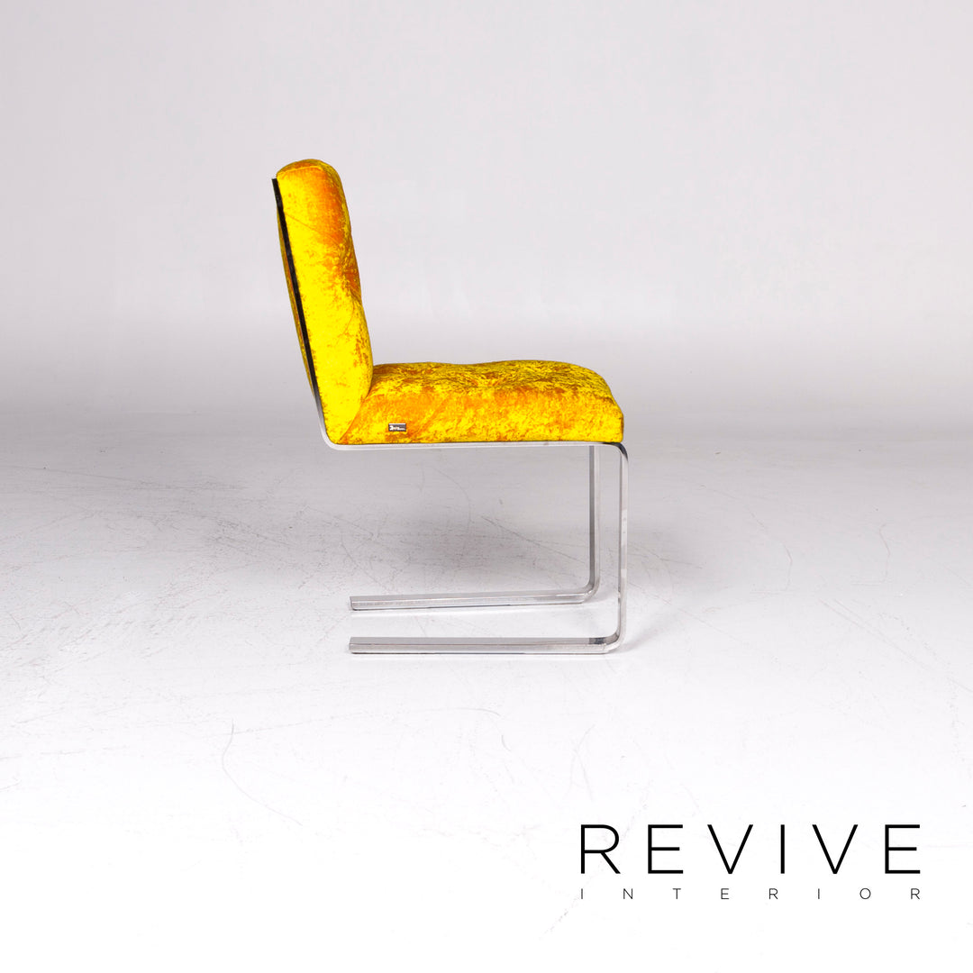 Bretz Marilyn Velvet Fabric Chair Yellow Armchair #9265