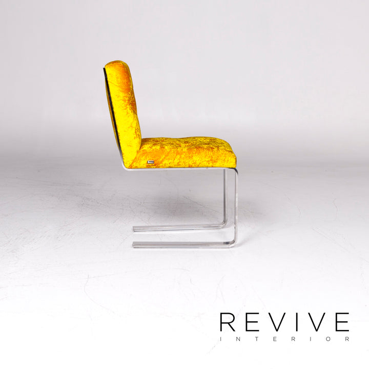 Bretz Marilyn Designer Velvet Fabric 6x Chair Set Yellow Armchair #9311