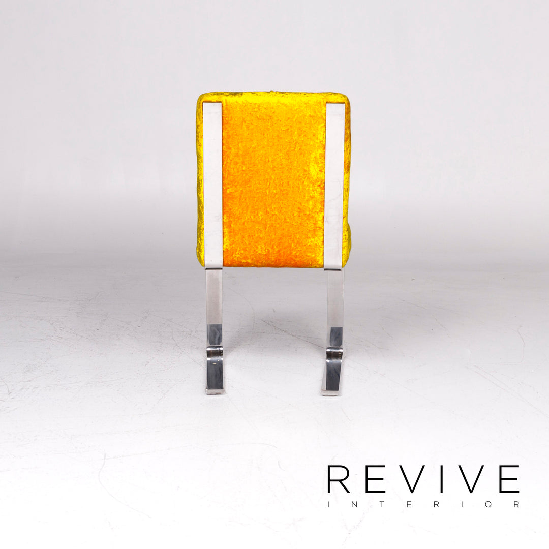 Bretz Marilyn Velvet Fabric Chair Yellow Armchair #9265