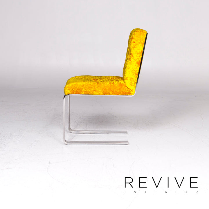 Bretz Marilyn Designer Velvet Fabric 6x Chair Set Yellow Armchair #9311