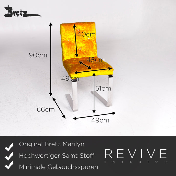 Bretz Marilyn Velvet Fabric Chair Yellow Armchair #9266