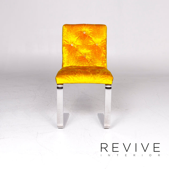 Bretz Marilyn Velvet Fabric Chair Yellow Armchair #9266