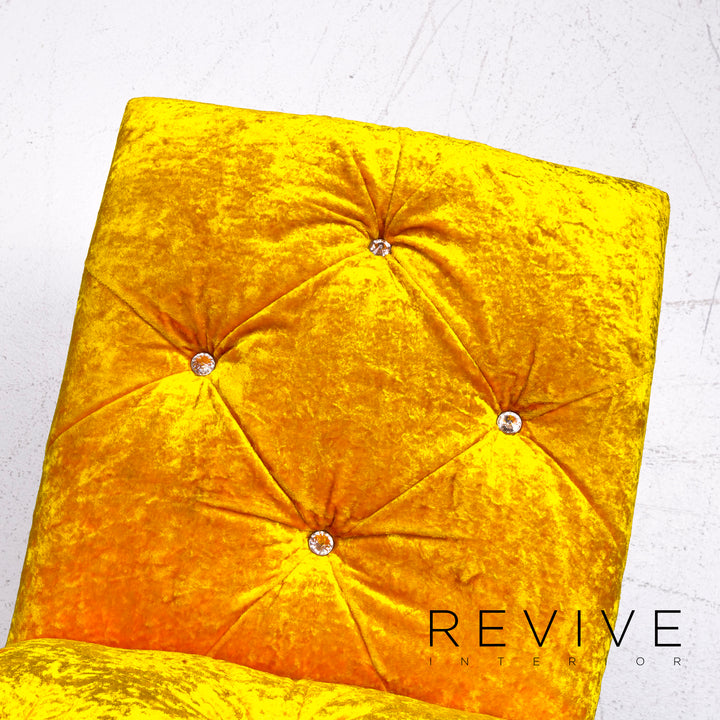 Bretz Marilyn Velvet Fabric Chair Yellow Armchair #9266