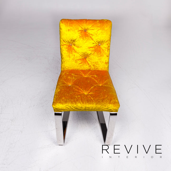 Bretz Marilyn Velvet Fabric Chair Yellow Armchair #9266