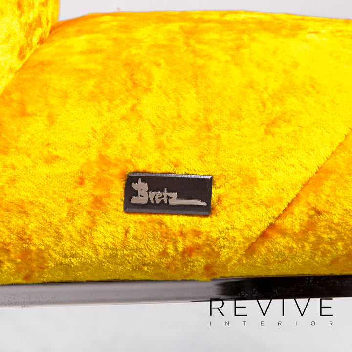 Bretz Marilyn Velvet Fabric Chair Yellow Armchair #9266