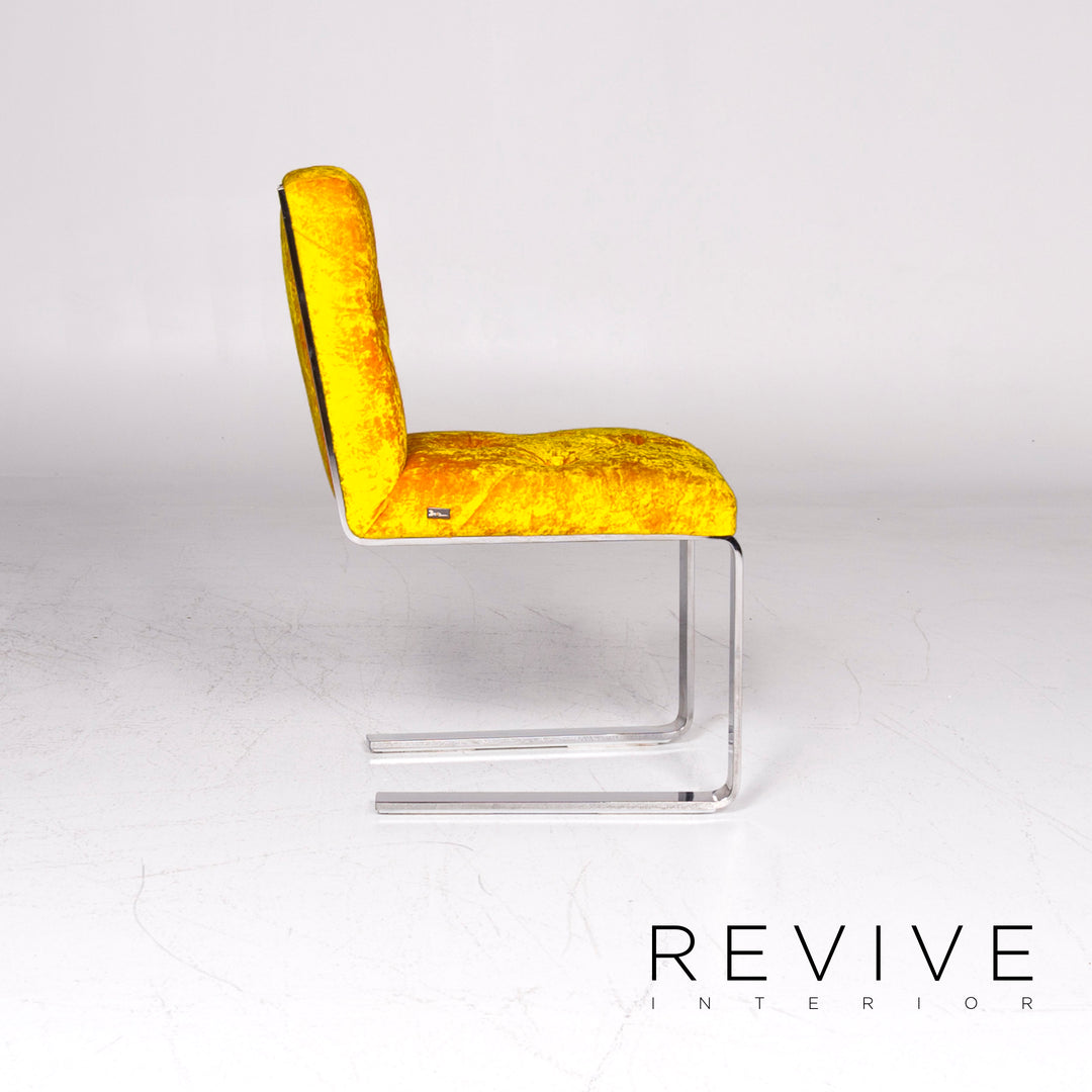 Bretz Marilyn Velvet Fabric Chair Yellow Armchair #9266