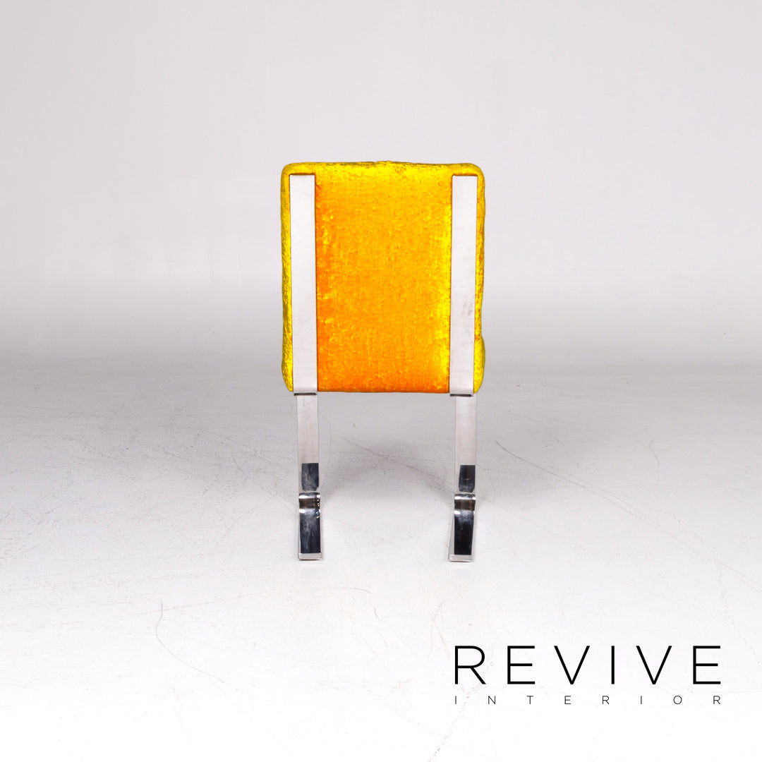 Bretz Marilyn Velvet Fabric Chair Yellow Armchair #9266