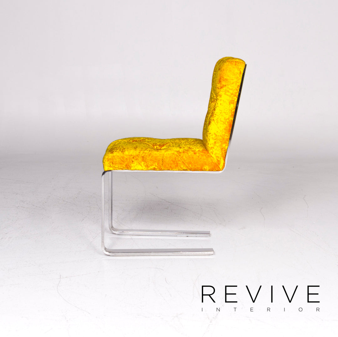 Bretz Marilyn Velvet Fabric Chair Yellow Armchair #9266