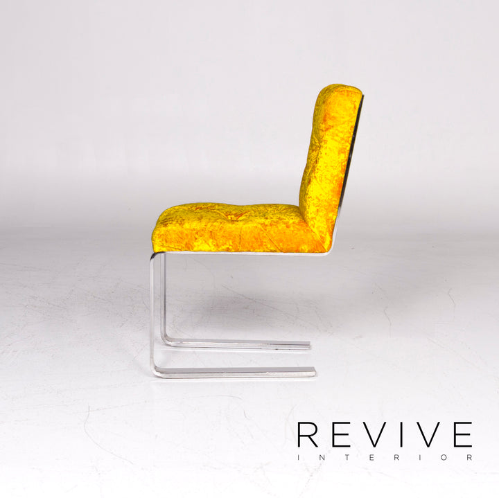 Bretz Marilyn Velvet Fabric Chair Yellow Armchair #9266