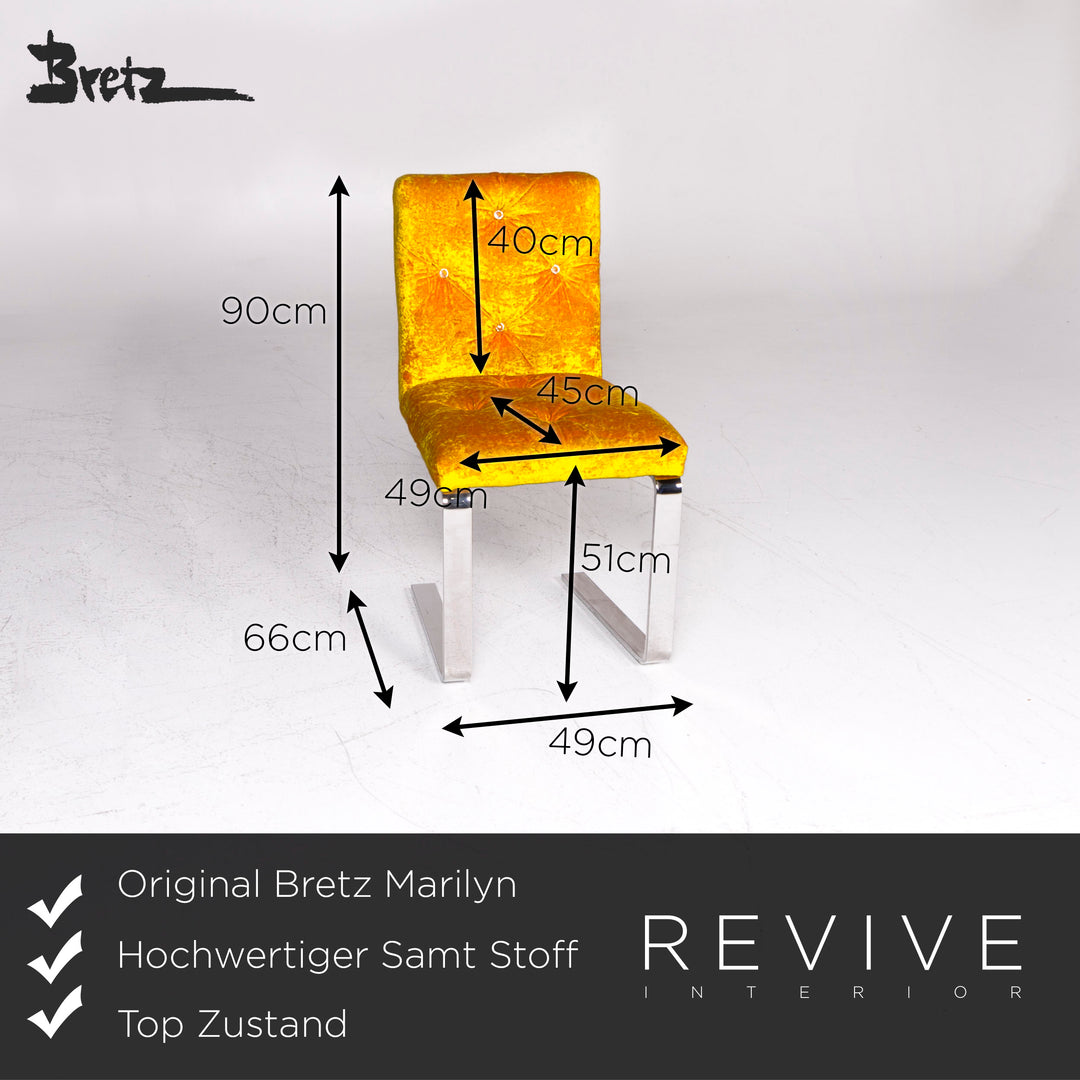 Bretz Marilyn Velvet Fabric Chair Yellow Armchair #9267