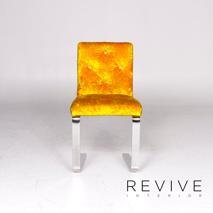 Bretz Marilyn Velvet Fabric Chair Yellow Armchair #9267