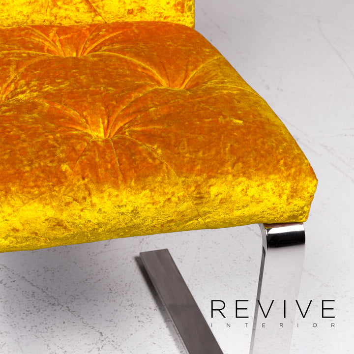 Bretz Marilyn Velvet Fabric Chair Yellow Armchair #9267