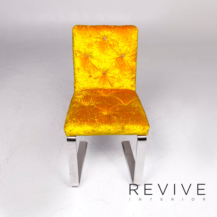 Bretz Marilyn Velvet Fabric Chair Yellow Armchair #9267