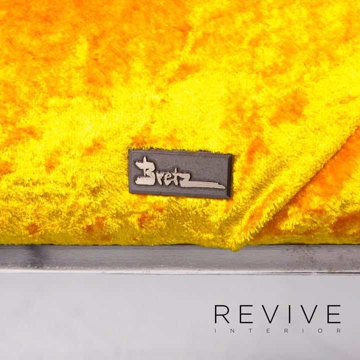 Bretz Marilyn Velvet Fabric Chair Yellow Armchair #9267