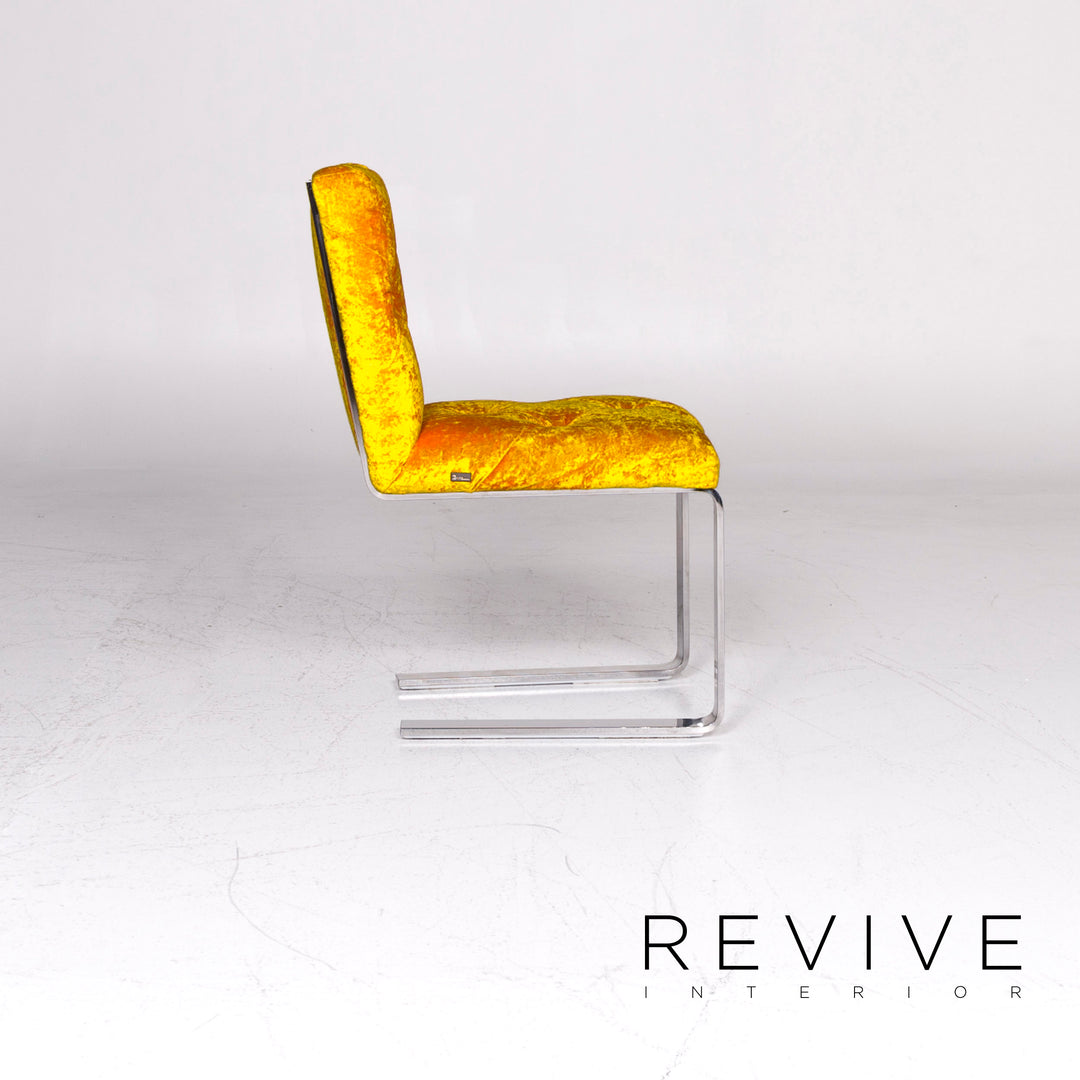 Bretz Marilyn Velvet Fabric Chair Yellow Armchair #9267