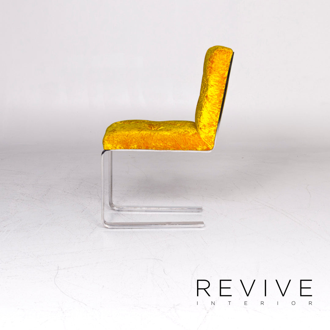 Bretz Marilyn Velvet Fabric Chair Yellow Armchair #9267