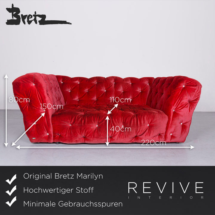Bretz Marilyn Fabric Sofa Red Three Seater Couch #6672