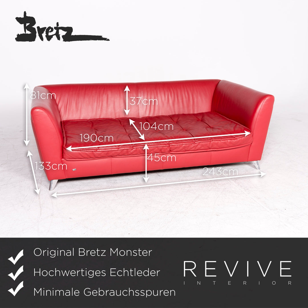 Bretz Monster designer leather sofa red genuine leather three-seater couch #8677