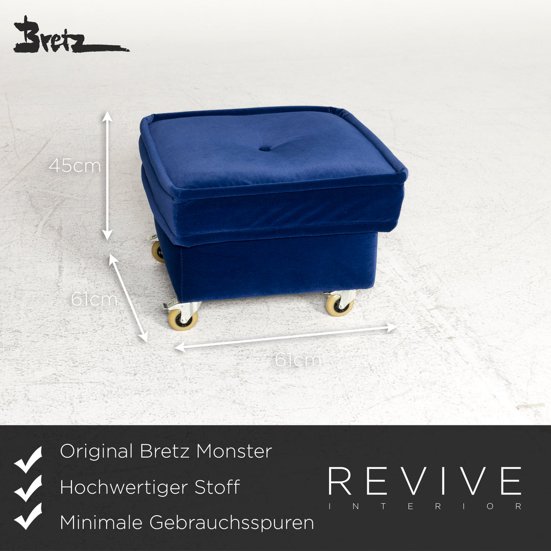 Bretz Monster Fabric Armchair Stool Blue Velvet #8852