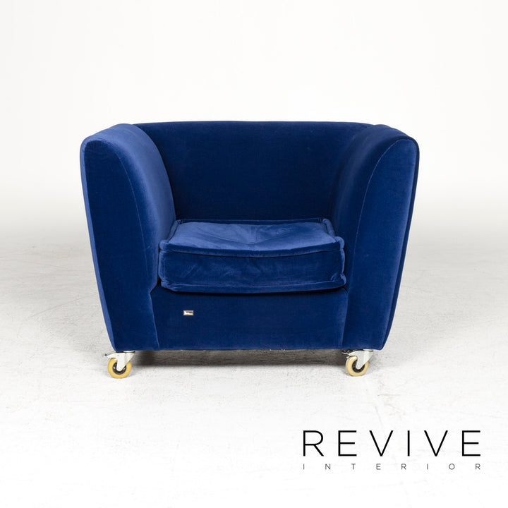 Bretz Monster Fabric Armchair Stool Blue Velvet #8852