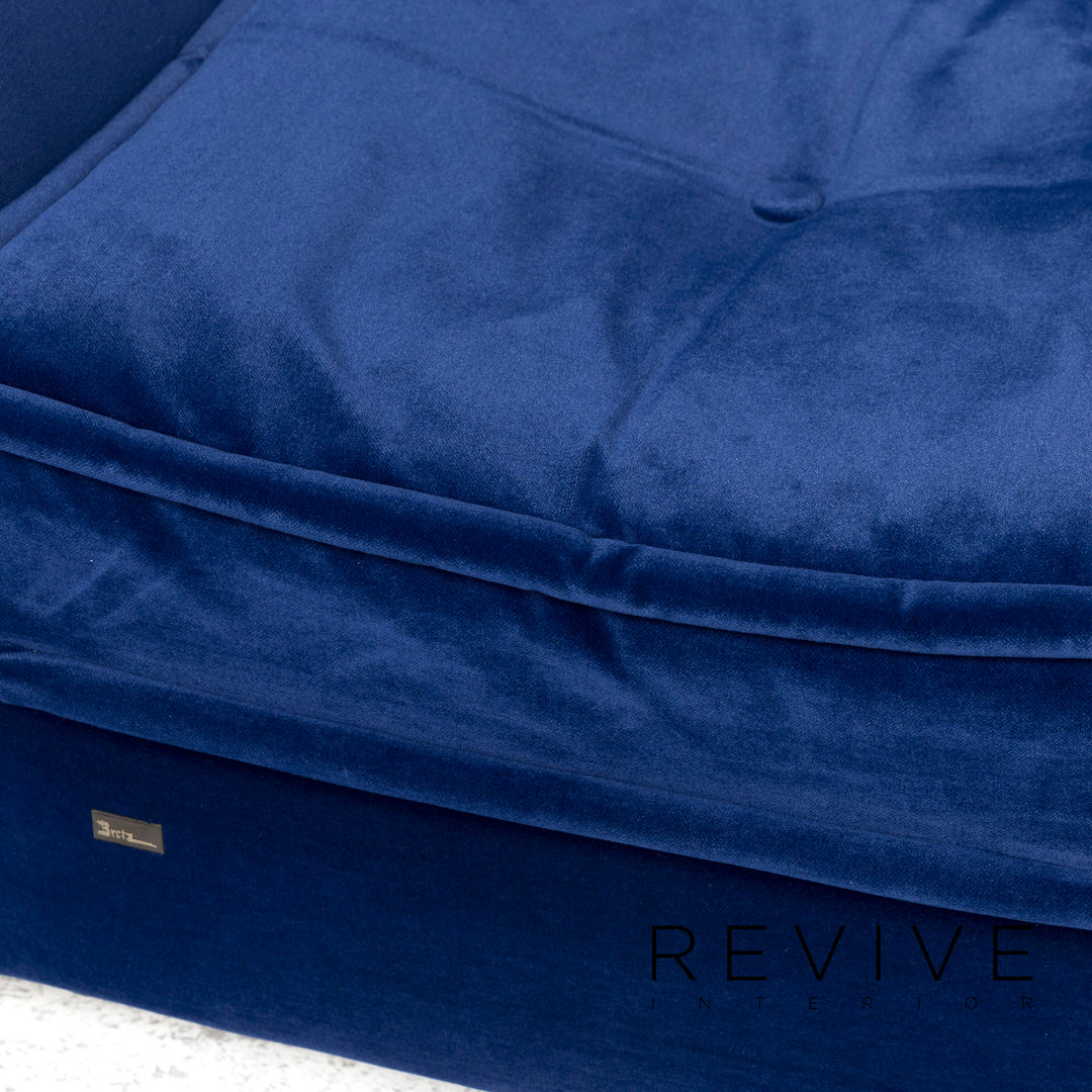 Bretz Monster Fabric Armchair Stool Blue Velvet #8852