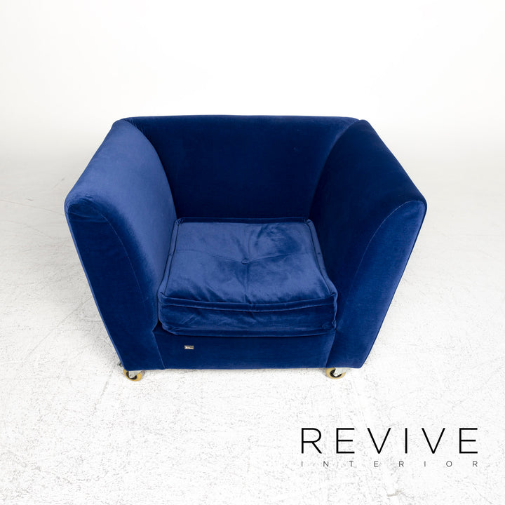 Bretz Monster Fabric Armchair Stool Blue Velvet #8852