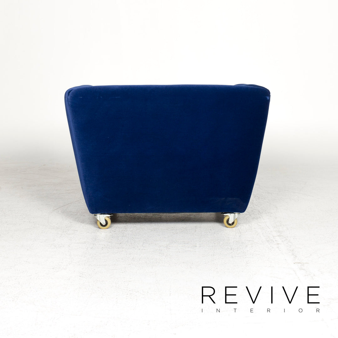 Bretz Monster Fabric Armchair Stool Blue Velvet #8852