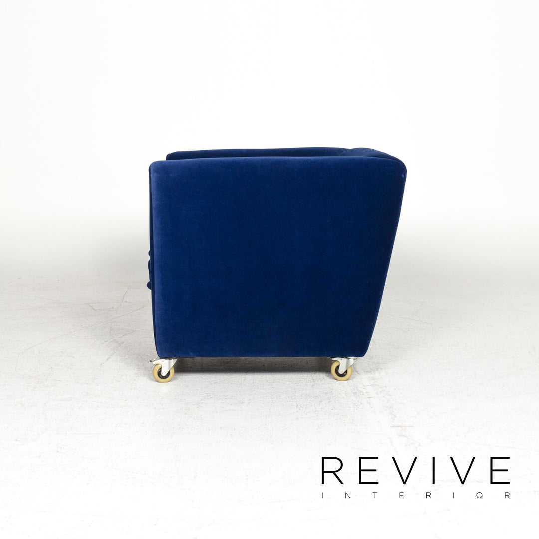 Bretz Monster Fabric Armchair Stool Blue Velvet #8852