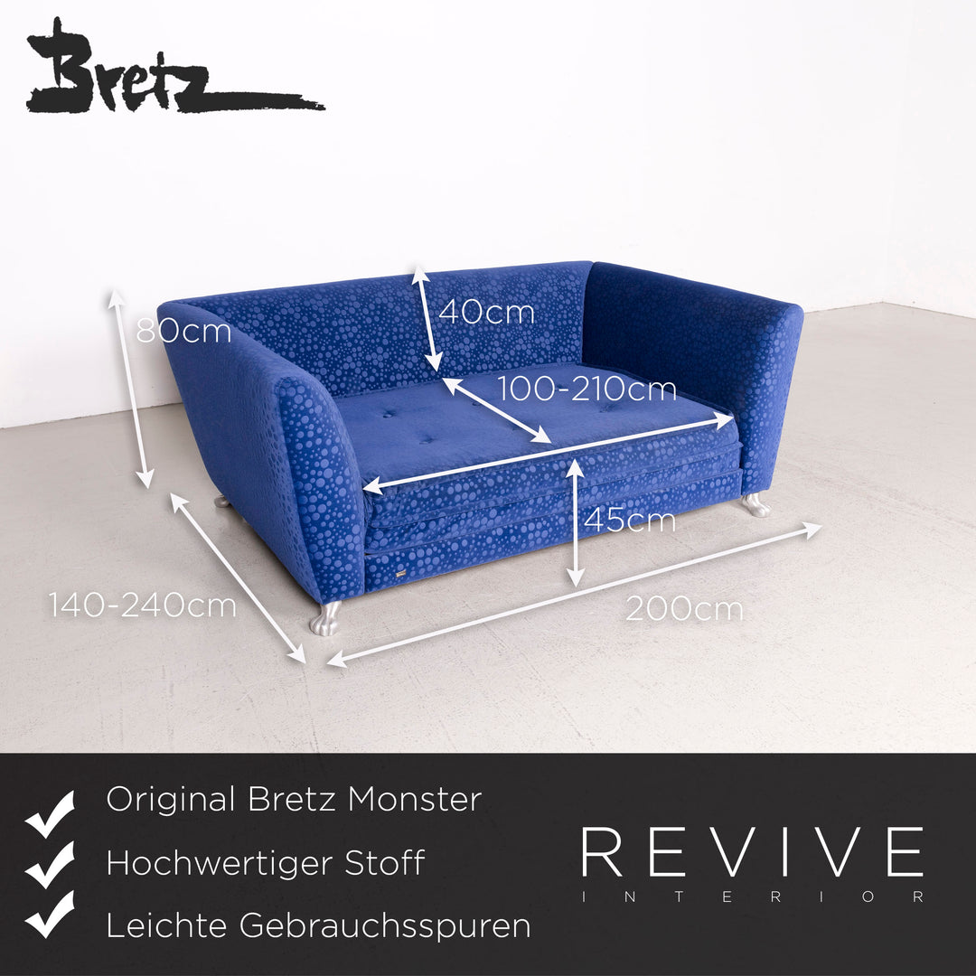 Bretz Monster Fabric Sofa Blue Three Seater Sofa Bed #8231