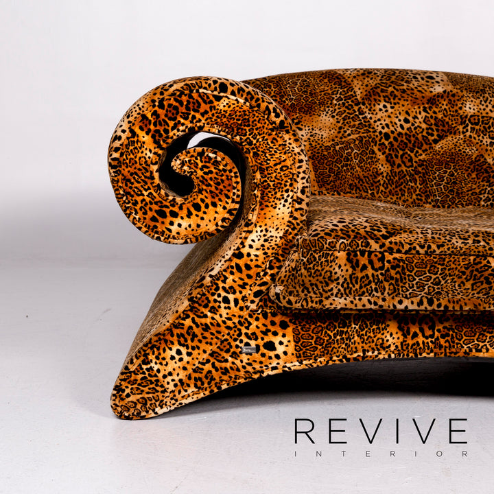 Bretz Monster velvet fabric sofa brown ocher brown patterned leo print leo pattern #11203