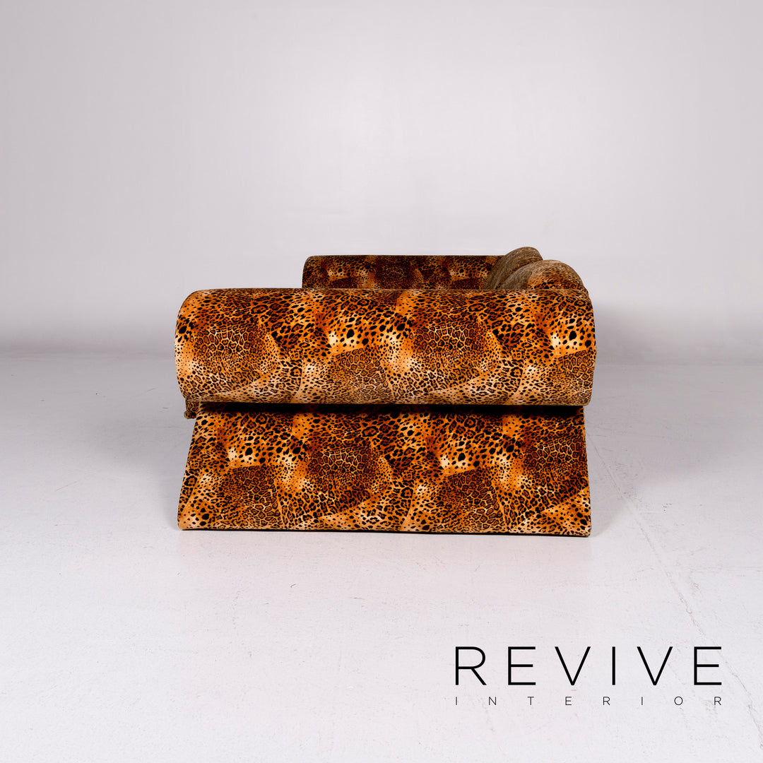 Bretz Monster velvet fabric sofa brown ocher brown patterned leo print leo pattern #11203