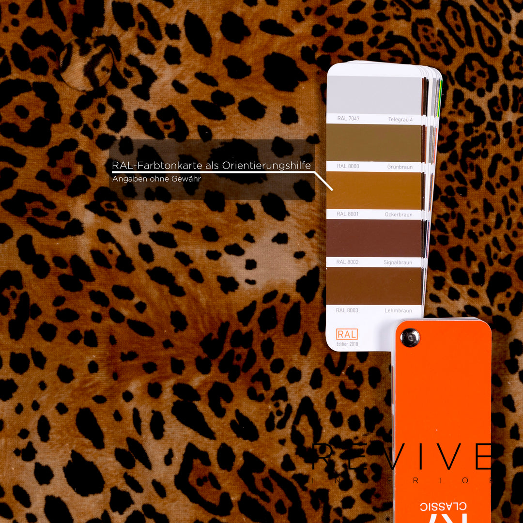 Bretz Monster velvet fabric sofa brown ocher brown patterned leo print leo pattern #11203