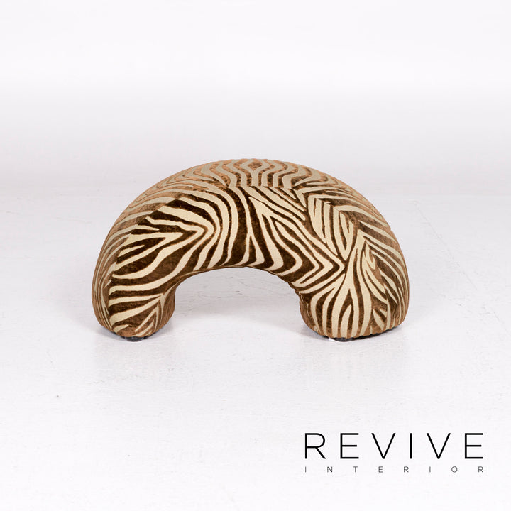 Bretz Mumba fabric sofa set brown 1x three-seater 1x stool patterned animal print #10977